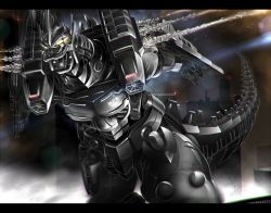 ammunition_backpack anti-megalosaurus_force arm_cannon autocannon back_unit ballistic_missile boosters cannon city cyborg energy_weapon glowing glowing_eyes godzilla:_tokyo_s.o.s. godzilla_(series) gomi_kushige japan_self-defense_force jetpack jxsdf kaiju kiryu_(godzilla) magnetic_weapon mecha mechagodzilla military missile missile_launcher missile_pod night no_humans precision-guided_munition railgun roaring robot rocket_launcher rocket_pod shoulder_cannon shoulder_gun thrusters toho type-4_railgun type-98_320mm_multipurpose_guided_missile weapon wrist_cannon wrist_gun