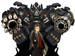 Rule 34 | 1970s (style), 1boy, aiming, aiming at viewer, animification, bad id, bad pixiv id, cigarette, clint eastwood, crossover, dirty harry, epic, gun, handgun, harry callahan, higechos, ironhide, mecha, oldschool, pistol, retro artstyle, revolver, robot, science fiction, transformers, transformers (live action), wai (chaos), weapon