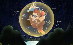 absurdres age_difference anal blush collar cum cum_in_ass encasement erection eye_contact forest giggling grabbing_another&#039;s_ass green_eyes groping happy_sex highres in_bubble looking_at_another male_focus midair nature neversoft night night_sky rj_oakes sex_slave shippou_(inuyasha) shota sitting sitting_on_lap sitting_on_person sky smile sound_effects submission tagme yaoi