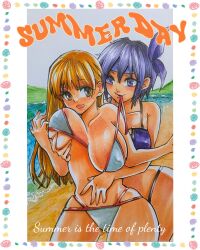 2girls ayane_(doa) bikini breasts dead_or_alive kasumi_(doa) large_breasts long_hair multiple_girls swimsuit