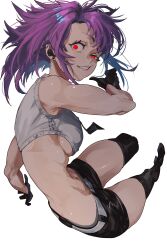 1girl abs character_request looking_at_viewer rasetsu001 short_hair shorts simple_background tagme toned white_background