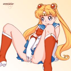 1990s_(style) 1girl :p bad_id bad_pixiv_id bishoujo_senshi_sailor_moon blonde_hair blue_sailor_collar blue_skirt boots bow circlet elbow_gloves female_focus female_masturbation fingering gloves knee_boots long_hair magical_girl masturbation no_panties pussy_juice red_bow retro_artstyle sailor_collar sailor_moon skirt solo tiara tongue tongue_out tsukino_usagi uncensored utilizator very_long_hair