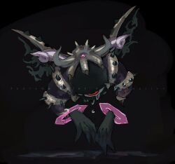 black_claws claws commentary_request crown dark_skin eye_contact eye_focus highres huge_claws kirby kirby_(series) korean_commentary looking_at_another magolor magolor_soul nintendo nt_26 red_eyes