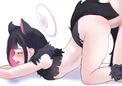 1boy 1girl all_fours animal_ears animated black_hair blue_archive blush bouncing_ass breasts breasts_out doggystyle halo hetero kazusa_(blue_archive) kazusa_(halloween)_(blue_archive) live2d moaning multicolored_hair nipples open_mouth penis pink_hair pink_halo rancidronin sex sex_from_behind shadow small_breasts sound tagme tail testicles top-down_bottom-up two-tone_hair uncensored vaginal video white_background