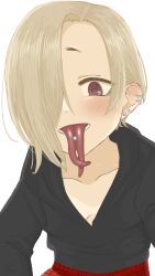 1girl artist_request forked_tongue hair_over_one_eye idolmaster idolmaster_cinderella_girls loli long_tongue oral_invitation piercing shirasaka_koume tagme tongue tongue_piercing