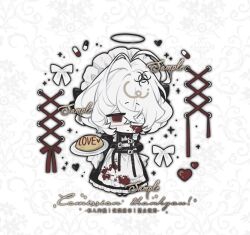 chibi chibi_only dress halo maid original platinum_(o0baijin0o) simple_background solo watermark weibo_watermark white_hair