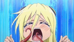 Rule 34 | 1girl, animated, animated gif, anime screenshot, bikini, bikini top only, blonde hair, blush, breast bondage, breasts, covered erect nipples, deep skin, fuji-san, grabbing another&#039;s breast, groping, huge breasts, namiuchigiwa no muromi-san, nipple stimulation, octopus, open mouth, sweat, swimsuit, tearing up, tentacles