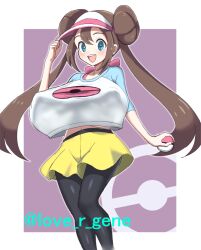 Rule 34 | blue eyes, breasts, creatures (company), donut hair bun, game freak, hair bun, huge breasts, kin-san (sasuraiga), nintendo, no bra, open mouth, pokemon, pokemon bw2, rosa (pokemon), solo, twintails