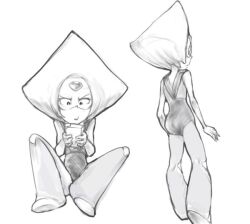 1girl bodysuit boots cartoon_network conoghi forehead_jewel holding looking_back mask monochrome multiple_views peridot_(gemstone) peridot_(steven_universe) short_hair sleeveless sleeveless_bodysuit standing steven_universe tape_recorder upper_body