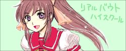 1girl bow female_focus hair_bow long_hair mitsurugi_ryouko oekaki ponytail purple_eyes real_bout_high_school school_uniform serafuku smile solo translation_request