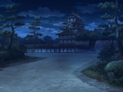 Rule 34 | architecture, artist request, bridge, bush, castle, cloud, dark, east asian architecture, fence, game cg, magia record: mahou shoujo madoka magica gaiden, mahou shoujo madoka magica, night, night sky, no humans, official art, outdoors, path, river, road, scenery, shade, sky, star (sky), starry sky, tree