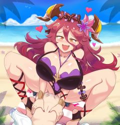 1boy 1girl artist_name beach cum dragalia_lost duplichance euden hetero highres mym_(dragalia_lost) nail_polish nipples nude penis sex smile water