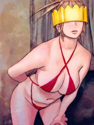 1girl bikini covered_eyes en&#039;en_no_shouboutai groin haumea jagdpx kgjagdpx lips swimsuit tagme