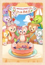 3boys 4girls animal_ears bear_girl cat_ears cookieann duffy_and_friends duffy_the_disney_bear fox_girl gelatoni highres linabell long_sleeves looking_at_viewer multiple_boys multiple_girls no_humans olu_mel rabbit_ears rabbit_girl shelliemay shirt smile stellalou stuffed_animal stuffed_toy takatmaorange turtle_boy