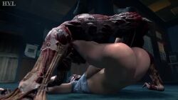 1boy 1girl 3d animated ass boots breasts corpse death empty_eyes fingerless_gloves gloves hetero hvlsfm interior jill_valentine medium_breasts necrophilia nemesis_(resident_evil) no_panties no_pants resident_evil resident_evil_3:_nemesis sex snuff sound sound_effects tagme video