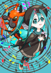 1girl absurdres bug_miku_(project_voltage) gen_4_pokemon hatsune_miku highres kricketune nintendo pokemon pokemon_(creature) project_voltage riki_(rikixriki07) twintails vocaloid