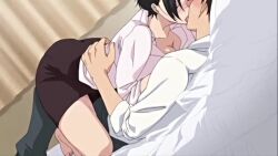 1boy 1girl animated breasts censored cum cum_in_mouth cumdrip fellatio forked_tongue kaede_muramata kiss large_breasts mature_female mosaic_censoring muramata-san_no_himitsu nude office_lady oral queen_bee short_hair sound subtitled tagme tongue video