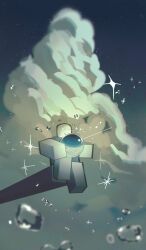 1other above_clouds closed_eyes cloud cloudy_sky floating flxphlx full_body highres holding_orb limited_palette microsoft_paint_(medium) oobja painterly player_character_(roblox) roblox sky smile solo sparkle standing star_(sky) starry_sky water water_drop