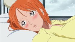1girl animated animated_gif anime_screenshot bed blush drum_island episode_of_chopper_plus female_focus fever inoue_eisaku lowres lying nami_(one_piece) nami_(one_piece)_(drum_island) non-web_source on_back one_piece orange_hair pillow short_hair snow snowing solo staring