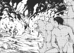 2boys censored kek male_focus masturbation monochrome multiple_boys nude short_hair war what