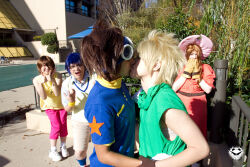 cosplay_photo digimon digimon_adventure glasses heimdallll kido_jo kiss photo_(medium) real_life tachikawa_mimi yagami_hikari yagami_taichi