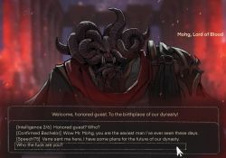 1boy cursor elden_ring english_text fallout gameplay_mechanics horns looking_at_viewer mohg_lord_of_blood multiple_horns solo tworain_w upper_body