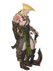 absurdres armor axe braid facial_hair goatee guile highres hook sheath sheathed street_fighter sword tattoo weapon