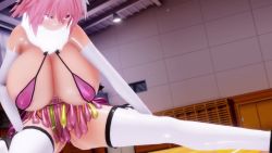 1girl 3d animal_ears animated ass ass_shake astolfo_(fate) bouncing_breasts breasts cleavage condom condom_belt elbow_gloves fate_(series) genderswap genderswap_(mtf) gloves high_heels highres huge_breasts jumping open_shoes pink_hair rabbit_ears slingshot_swimsuit swimsuit tagme thighhighs toilet_paper trolltengu used_condom video white_gloves white_thighhighs