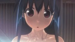 Rule 34 | 1girl, 3d, animated, animated gif, bare shoulders, blue hair, blush, bouncing breasts, breasts, embarrassed, large breasts, navel, outdoors, panties, red eyes, sandwichworks, sweat, takarasagashi no natsuyasumi, thighs, underwear