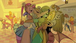 5boys 6+girls absurdres adventure_time adventure_time:_fionna_and_cake asuka_langley_souryuu_(cosplay) azula_(cosplay) bishoujo_senshi_sailor_moon capcom chun-li_(cosplay) convention convention_hall cosplay courage_the_cowardly_dog crossover darkstalkers earl_of_lemongrab ed_edd_n_eddy english_text eustace_bagge fionna_campbell flame_princess glasses han_solo_(cosplay) hatsune_miku_(cosplay) highres huntress_wizard huttslayer_leia johnny_bravo johnny_bravo_(series) jojo_no_kimyou_na_bouken linkle_(cosplay) marceline_abadeer mecha_pilot_suit morrigan_aensland_(cosplay) multiple_boys multiple_girls muriel_bagge neon_genesis_evangelion opaque_glasses philtomato plugsuit_(evangelion) princess_bonnibel_bubblegum princess_leia princess_leia_(cosplay) rolf_(ed_edd_n_eddy) sailor_moon_(cosplay) samurai_jack samurai_jack_(character) sephiroth_(cosplay) street_fighter taking_picture