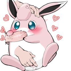 1boy 1girl absurdres animal_sexualization anus blue_eyes blush creatures_(company) erection fellatio fingering full_body game_freak gen_1_pokemon hand_on_another&#039;s_head heart hetero highres nintendo open_mouth oral penis pink_hair pokemon pokemon_(creature) pussy pussy_juice red_leopard saliva short_hair simple_background sitting solo_focus trembling vaginal veins veiny_penis white_background wigglytuff