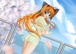 blonde_hair blue_eyes derivative_work long_hair niabot petals ribbon see-through_clothes skirt solo vector_trace