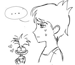 Rule 34 | ..., 2024, 2girls, anxiety (inside out 2), blush, davriann, heart, inside out, inside out 2, joy (inside out), multiple girls, short hair, sketch, speech bubble, twitter, white background, yuri