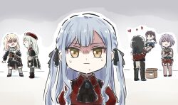 5girls amoris_(bang_dream!) ascot ave_mujica_(bang_dream!) bang_dream! bang_dream!_it&#039;s_mygo!!!!! bead_necklace beads beret black_ascot black_capelet black_dress black_footwear black_hair black_pantyhose black_ribbon black_vest blonde_hair blue_brooch blue_hair boots box brown_corset brown_thighhighs capelet cardboard_box character_doll clothing_cutout commentary corset crazy_smile crossed_arms doll doloris_(bang_dream!) dress earrings garter_straps green_hair hair_ribbon hat heart jewelry killkiss_(bang_dream!) kneehighs long_sleeves lyy medium_hair misumi_uika mortis_(bang_dream!) mortis_(costume)_(bang_dream!) multiple_girls necklace nervous_sweating oblivionis_(bang_dream!) open_mouth outline pantyhose purple_hair red_capelet red_hat red_shirt red_shorts ribbon scared see-through_clothes see-through_sleeves shirt shorts shoulder_cutout sidelocks smile socks standing sweat thigh_boots thighhighs timoris_(bang_dream!) togawa_sakiko translation_request vest wakaba_mutsumi white_outline white_socks yahata_umiri yellow_eyes yuutenji_nyamu