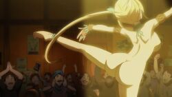 1girl 6+boys alcohol animated anime_screenshot anklet arched_back arched_soles armlet armpits ass back backboob barefoot beer belly_chain belly_dancer blonde_hair bra bracelet breasts butt_crack cheering choker cleavage collarbone completely_nude crowd curvy exhibitionism fairy_tail fairy_tail:_dragon_cry feet fingernails flexible hair_between_eyes hair_ornament highres huge_ass indoors jewelry large_breasts legs long_hair lucy_heartfilia multiple_boys no_panties nude nude_filter outstretched_arms public_indecency shoulder_blades sideboob sidelocks soles spread_arms spread_legs stage stage_lights standing standing_on_one_leg thick_thighs thigh_gap thighlet thighs third-party_edit toenails toes twintails underboob underwear unworn_clothes very_long_hair video wide_hips