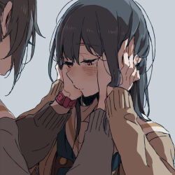 2girls blush looking_down multiple_girls ree_(re-19) school_uniform tagme yuri