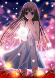 Rule 34 | 00s, 1girl, brown eyes, brown hair, clannad, dress, girl from the illusionary world, highres, ichiki yuu, long hair, orb