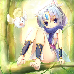 Rule 34 | 10s, 1girl, animal ears, bare hips, barefoot, blue eyes, bow (weapon), bracer, convenient leg, dog days, feet, female focus, forehead jewel, gold trim, highres, horse ears, horse girl, horse tail, if (asita), in tree, looking at viewer, no bra, no panties, pig, ponytail, scarf, sharu (dog days), silver hair, sitting, sitting in tree, smile, solo, tabard, tail, tatapopo, toe scrunch, toeless legwear, toes, tree, weapon