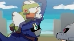 3boys blitzmon chackmon digimon closed_eyes green_eyes horn hug mask multiple_boys red_eyes wolfmon