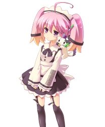 Rule 34 | 1girl, 1other, ahoge, android, animal, apron, ascot, back bow, barcode, bell, black ascot, black bow, black garter straps, black suspenders, black thighhighs, blonde hair, blush, blush stickers, bow, closed mouth, collarbone, collared shirt, cuko chan, digital cute, dog, expressionless, feet out of frame, frilled skirt, frilled sleeves, frills, game cg, garter straps, hair between eyes, headphones, headset, highres, jingle bell, kouguchi moto, long sleeves, low-tied medium hair, maid, maid headdress, medium hair, microphone, number print, pink hair, purple eyes, shirt, side ahoge, sidelocks, simple background, skirt, solo, soreyuke! burunyanman, standing, suspenders, thighhighs, twintails, waist apron, white apron, white background, white bow, wide sleeves