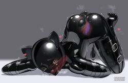 Rule 34 | 1girl, all fours, anal, anal object insertion, animal ears, ball gag, bitchsuit, blush, bodysuit, butt plug, dildo gag, fake animal ears, full body, gag, gagged, gimp mask, grey background, highres, human dog, inflatable buttplug, latex, latex bodysuit, looking at viewer, maguro27, mask, object insertion, original, pet play, pussy juice, sex toy, shiny clothes, skin tight, solo, toe scrunch, trembling, vaginal, vaginal object insertion, variant set, x-ray, yellow eyes