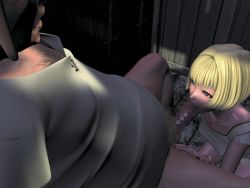 3d animated animated_gif blonde_hair bob_cut censored fat fat_man fellatio monsters_of_the_sea monsters_of_the_sea_1 oral penis qvga short_hair skirt yoshino_momiji