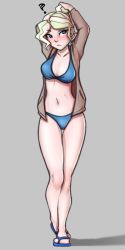 1girl bikini blonde_hair blue_eyes blush breasts cameltoe collarbone diana_cavendish female_focus highres little_witch_academia medium_breasts navel pudgeruffian solo swimsuit