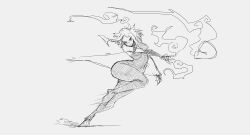 Rule 34 | 1girl, absurdres, highres, limn044, monochrome, original, roxan (limn044), sketch, tagme
