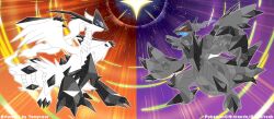 Rule 34 | artist name, claws, closed mouth, commentary, company name, copyright name, dragon, english commentary, full body, fusion, gen 5 pokemon, gen 7 pokemon, highres, legendary pokemon, necrozma, nintendo, no humans, open mouth, outline, pokemon, pokemon (creature), pokemon focus, pokemon usum, reshiram, sharp teeth, teeth, tomycase, white outline, zekrom