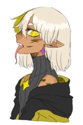 1girl dark_skin long_tongue reptile_girl short_hair tagme tongue tongue_out
