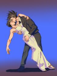 Rule 34 | 1boy, 1girl, black hair, blush, couple, dragon ball, dragon ball super, dragon ball super super hero, glasses, happy, highres, husband and wife, smile, son gohan, videl