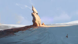 1other blue_sky cambocreation from_behind hill original painterly rock scenery sky snow standing sunlight watermark wind