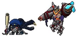 Rule 34 | banchogolemon, banchomamemon, claws, coat, coat on shoulders, digimon, digimon (creature), hat, red eyes