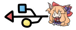 1girl chibi fang female_focus hair_ribbon horns ibuki_suika orange_hair ribbon simple_background solo touhou usb yanagi_(nurikoboshi) |_|